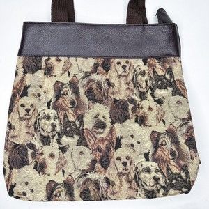 Tapestry Dog Design Tote Bag Zip Top Dogs Puppies Multiple Breeds